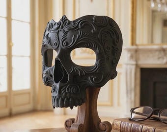 Baroque Skull Mask | Ornate Memento Mori | Gothic Masquerade Mask | 3D Printed Halloween Prop | Macabre Costume Accessory