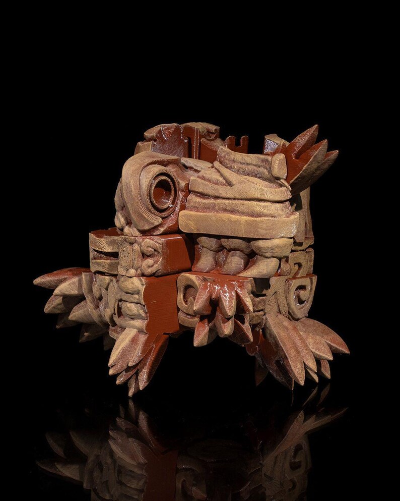 Cabeça de Dragão Asteca: Arte em Filamento Impressa em 3D imagem 8