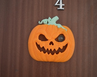Pumpkin Peephole Cover Door Decor, Cute Halloween Front Door Viewer Decoration, Fall Jack-o'-Lantern Security Peephole Accent