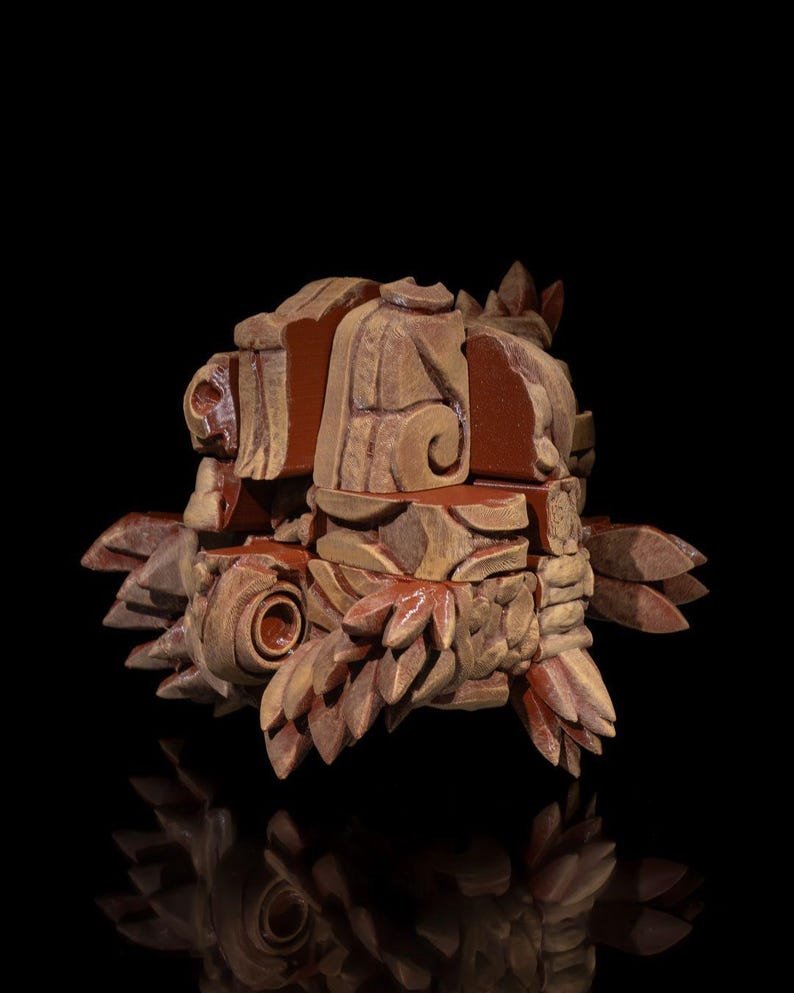 Cabeça de Dragão Asteca: Arte em Filamento Impressa em 3D imagem 9