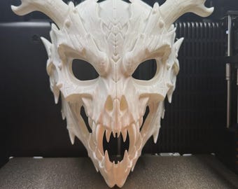 Antlered Dragon Skull Mask | Wearable Fantasy Cosplay Helmet & LARP Prop | Dark Fantasy Halloween Costume