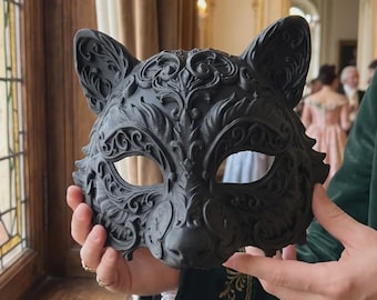 Baroque Raccoon Masquerade Mask, Midnight Shadow Ornate Venetian Animal Mask, Gothic Halloween Costume, Luxury Woodland Bandit Cosplay