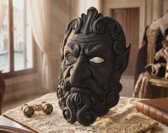 Baroque Gnome Mask | Earth Spirit Forest Guardian Art | Woodland Fantasy Cosplay | Mythical Creature Face | 3D Printed Nature Wall Decor
