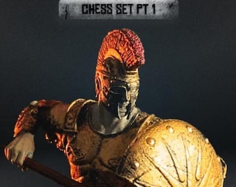 Solid Resin Greek Half Chess Set (16 pieces )