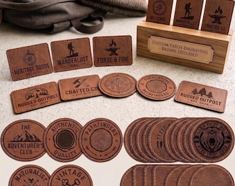 Custom Laser Engraved PU Leather Patches – Apparel, Bags, Gear (Heat Adhesive Back)