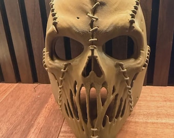 Creepy Stitched Halloween Mask, Horror Cosplay Face Mask, 3D Printed Costume Prop, Slasher Scarecrow Mask for Halloween & Haunted House
