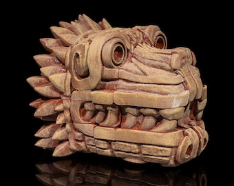 Aztec Dragon Head: 3D Printed Filament Art