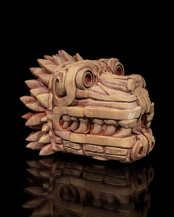 Aztec Dragon Head: 3D Printed Filament Art