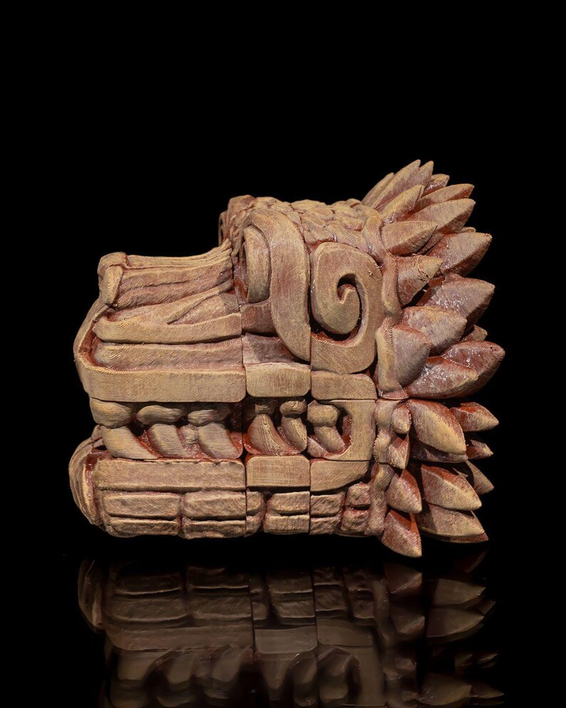 Cabeça de Dragão Asteca: Arte em Filamento Impressa em 3D imagem 4