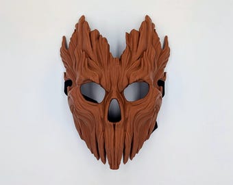 Skullbark Mask: Forest Wood Spirit Skull Mask | Dark Druid Cosplay Prop | Unpainted 3D Printed Blank | Halloween Woodland Fantasy Costume