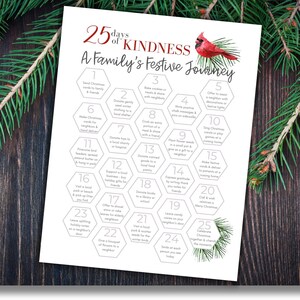 Christmas 25 Days of Kindness Calendar Printable | Kindness Advent Calendar | Acts of Kindness | Advent | Family Activity | Kids Activity