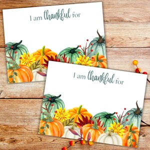 I am Thankful for Printable Cards | Gratitude Cards | Thanksgiving and Friendsgiving Cards | Gratitude Activity for Kids and Adults