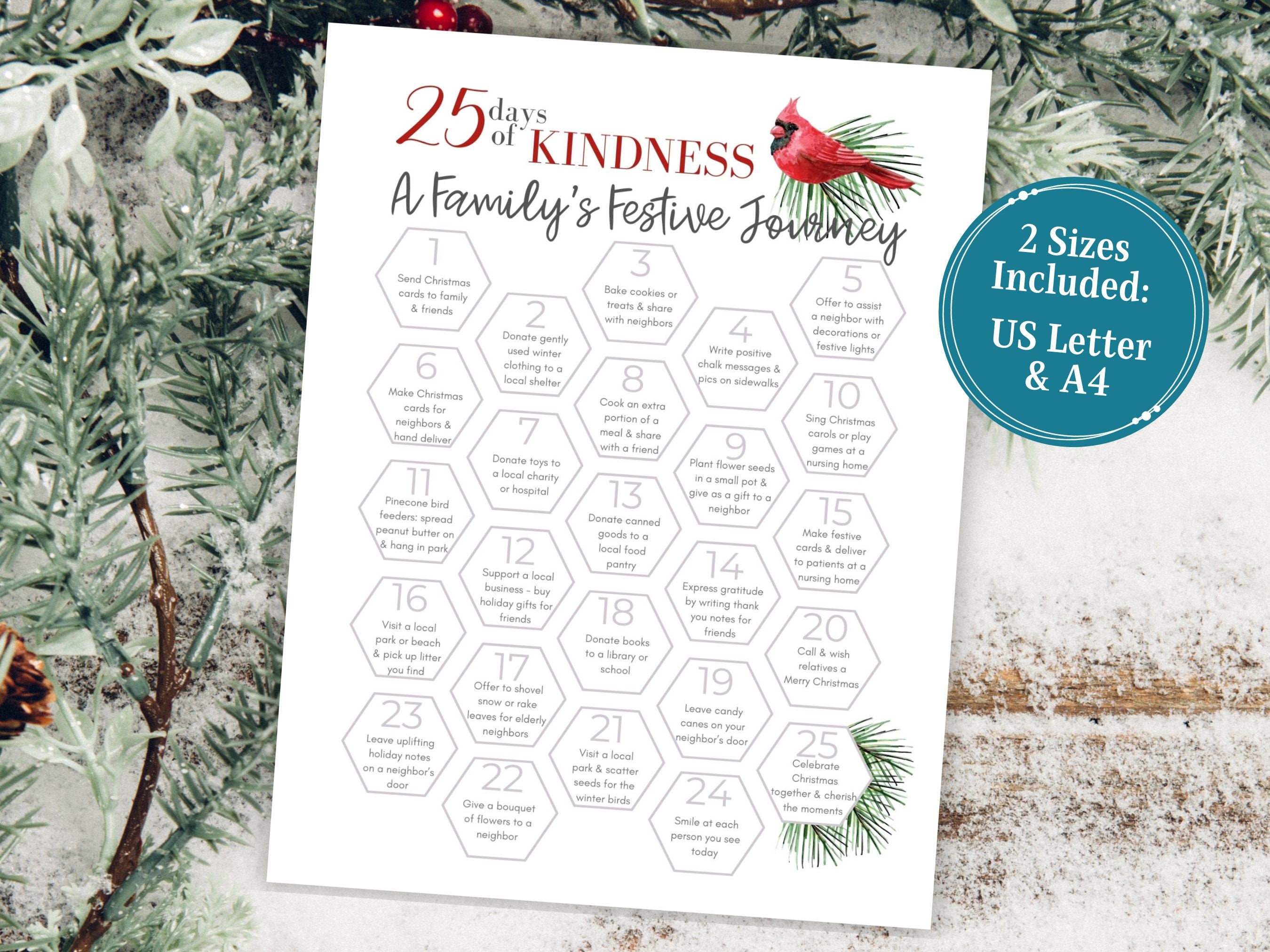 25 Days Of Kindness Calendar 