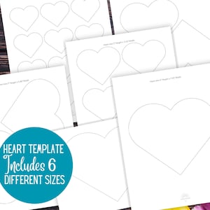 Heart Template Bundle Printable, Easy Kids Valentine&#39;s Craft, Heart Scrapbooking, Line Art, Wedding DIY, Classroom Decor, Heart Shapes, DIY