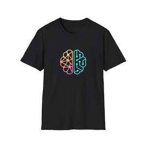 Digital Brain Unisex Softstyle T-Shirt - Beautiful Abstract Mind Tees, Graphic Tee, Unique Shirt, Cool Top, Thoughtful Gift