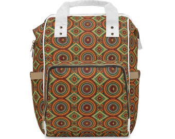 Mochila de pañales de nailon estampada, bolsa de viaje para bebé, organizador de guardería