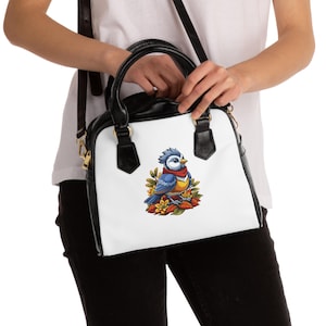 Whimsical Bird Shoulder Handbag, Bluebird Tote Bag, Floral Handbag, Everyday Purse, Gift for Bird Lovers