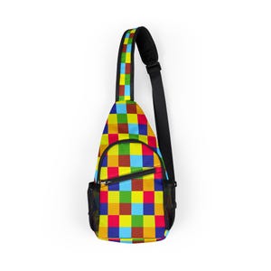 Colorful AOP Chest Bag | Stylish Sling Bag for Travel, Festivals, and Everyday Use | Unique Patterned Crossbody Backpack