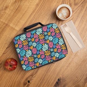 Colorful Floral Lunch Bag, Insulated Tote, Picnic Accessory, Back to School, Meal Prep, Gift for Her