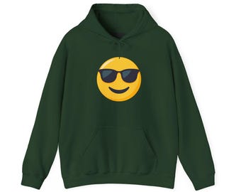 Emoji With Sunglasses, Smiley Face Unisex Heavy Blend™ Hooded