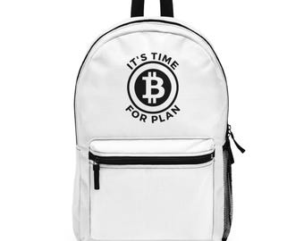 Bitcoin Plan Backpack, Cryptocurrency Rucksack, Trendy Student Laptop Bag