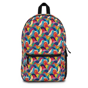 Colorful Patterned Backpack, Stylish School Bag, Trendy Travel Pack, Unique Gift for Students, Eco-Friendly Fashion Accessory