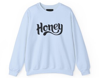 Honey Crewneck Sweatshirt, Unisex Cotton-Blend Pullover