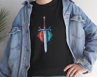 T-shirt met zwaardprint, Fantasy Knight-shirt met print