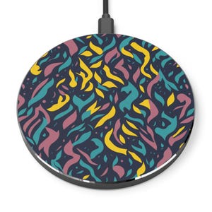 Colorful Wireless Charger, Fast Qi Charger, Phone Charging Pad, Desk Accessory, Home Decor, Tech Gift for Students