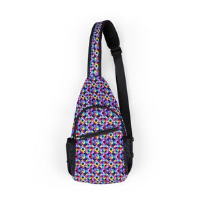 Colorful AOP Chest Bag - Rainbow Sling Bag for Festivals, Travel, or Daily Use, Fashionable, Unique, Accessory