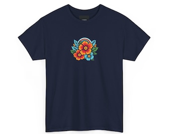 Retro Floral Graphic Tee, Unisex Cotton, 70s Style