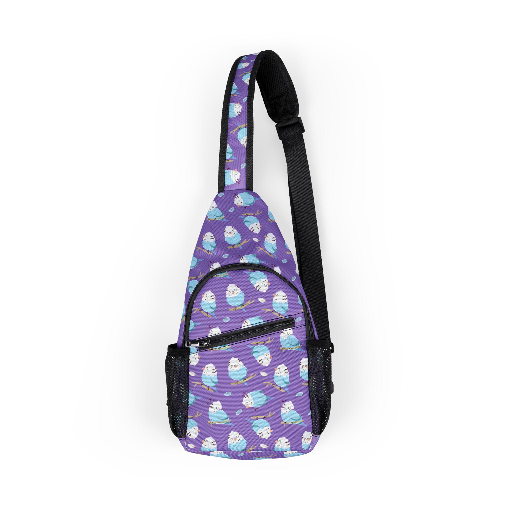 Discover Budgie Print Chest Bag, Crossbody Travel Bag