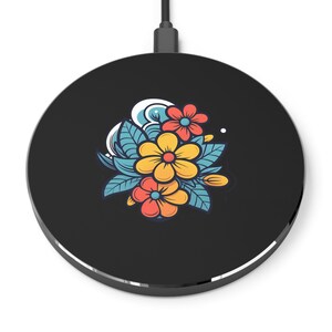 Floral Wireless Charger - Fast Charging Pad, Colorful Decor, Gift for Tech Lovers, Home Office Accessories, Mother&#39;s Day Gift