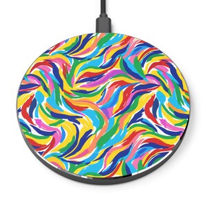 Vibrant Wireless Charger, Colorful Fast Charger, Decorative Phone Charging Pad, Modern Desktop Accessory, Holiday Gift Idea