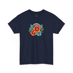レトロフラワーTシャツ、ヴィンテージフローラルTシャツ、ユニセックスコットンシャツ、ボヘミアンフラワートップ、70年代スタイルのグラフィックTシャツ