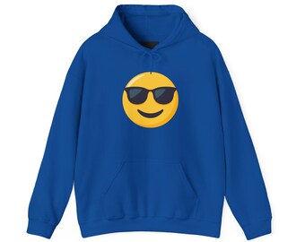 Emoji With Sunglasses, Smiley Face Unisex Heavy Blend™ Hooded