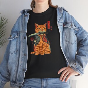 Catana Cat Unisex Heavy Cotton Tee, Cat Lover&#39;s Shirt, Cute Kitty Graphic Tee, Animal Print T-Shirt, Feline Gift Apparel, Kitten Design Top