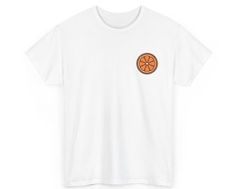 Camiseta con gráfico de rodaja de naranja, unisex para amantes de la fruta