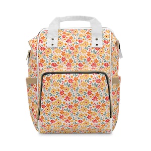 Floral Multifunctional Diaper Backpack | Stylish Baby Bag, Travel Diaper Bag, Mom Backpack, Floral Baby Backpack, Perfect for New Parents