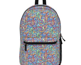 Vibrant Swirl Backpack – Colorful Polyester School Daypack
