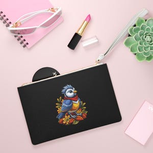 Bolso de mano con diseño de pájaro otoñal: accesorio de moda otoñal, un bonito regalo para ella, monedero floral, decoración de temporada, bolso con cremallera de moda.