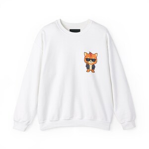 Schlaue Katze Unisex Sweatshirt, Katzenliebhaber Geschenk, lustiges Tier Grafik Pullover, gemütlicher Katzen Print Pullover, Haustier Besitzer Bekleidung, süßes Kätzchen Rundhalsausschnitt,
