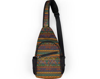 Vibrant Patterned Chest Bag Trendy Sling Bag for Festivals