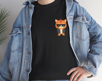 おもしろい子猫のグラフィックTシャツ、クールな猫のユニセックスコットンシャツ