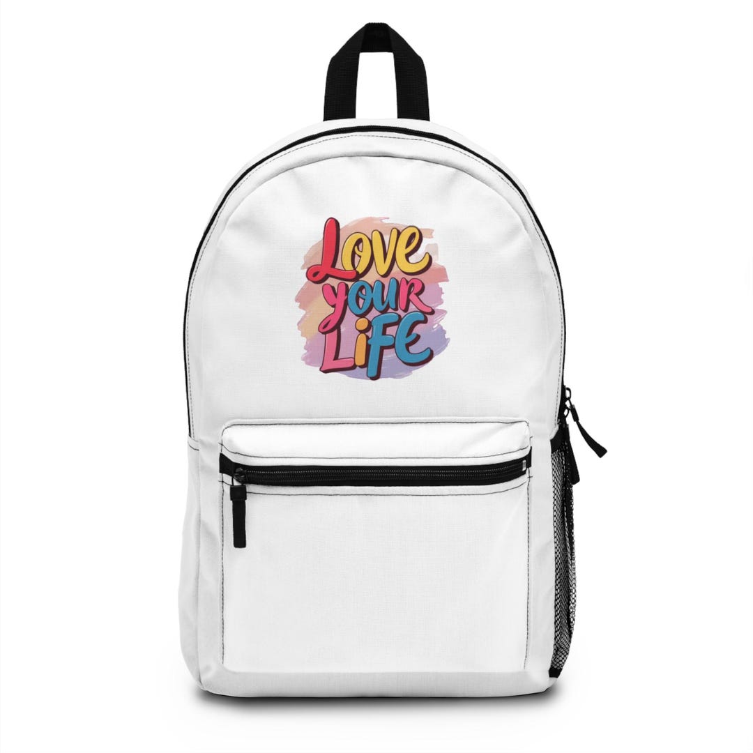 Love Your Life Backpack | Inspirational Polyester School Bag  display picture 1