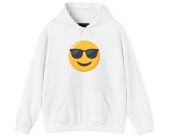 Emoji con occhiali da sole, faccina sorridente Felpa con cappuccio