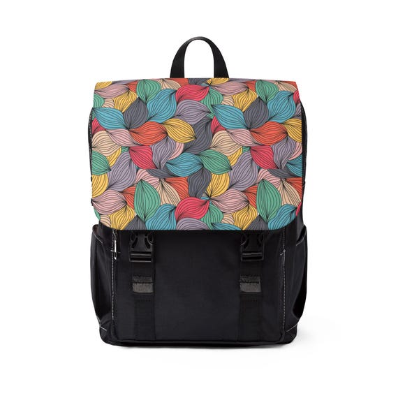Colorful Leaf Print Backpack Colorful Leaf Pattern Backpack, Travel School Rucksack - Etsy main image 2