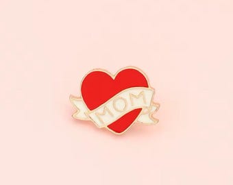 Mom Heart Pin – Enamel Lapel Pin | Mother’s Day Gift | Cute Mom Badge | Red Heart Mom Brooch | Gift for Mom | Mom Appreciation Pin | Tattoo