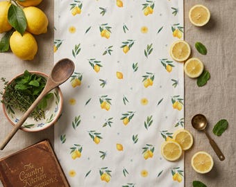 Zitrone Botanisches Geschirrtuch Citrus Küchenhandtuch Cottagecore Küchendeko Küste Zitrone Geschirrtuch Sommer Küchenwäsche Zitrone Geschenk
