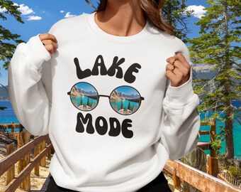 Lake Mode Crewneck Sweatshirt, Lake Sweater, Cozy Adventure Lover Sweater, Fall Travel Sweater, Lake Life Apparel, Nature Lover Gift for Her